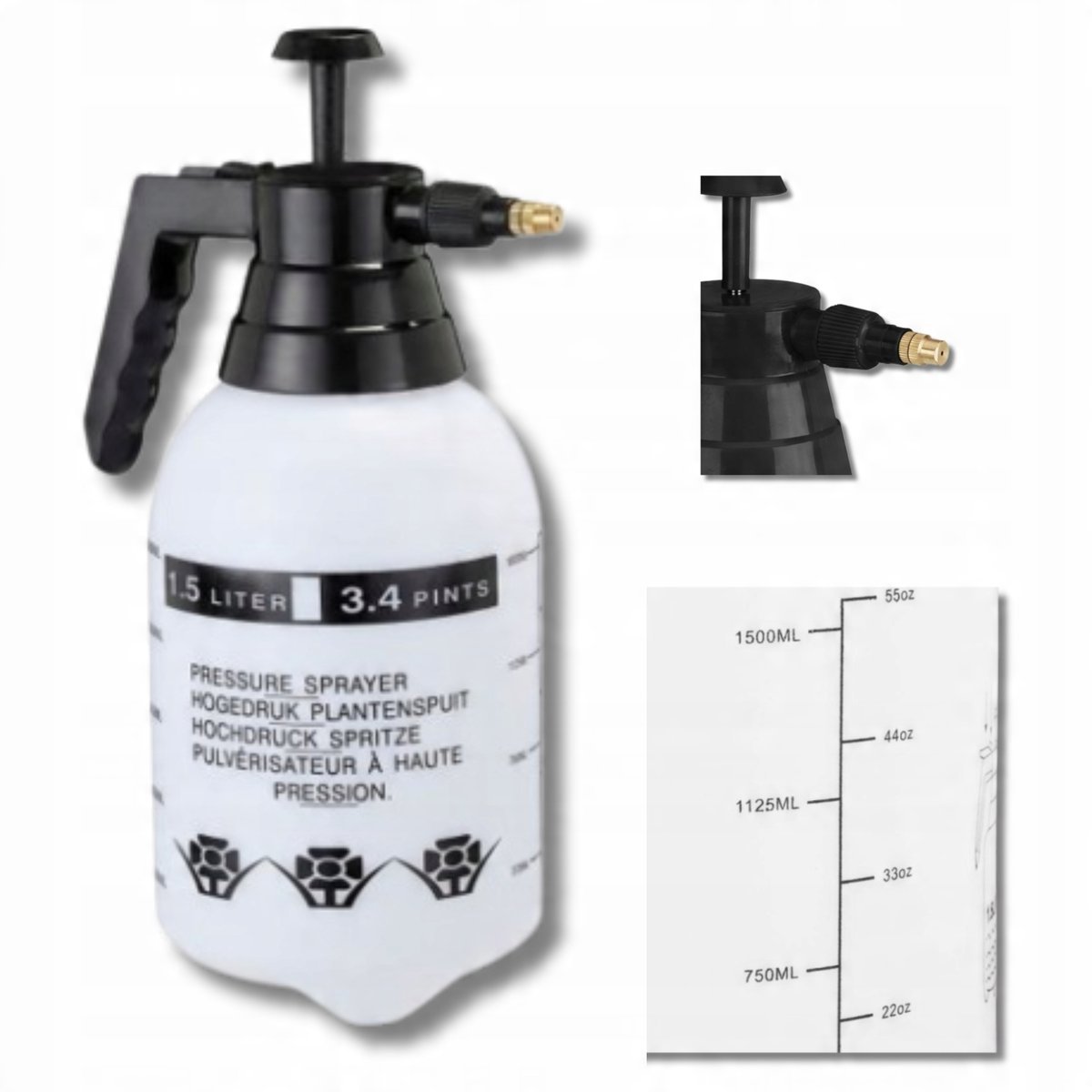 Opryskiwacz Ogrodowy Ciśnieniowy Reczny 1,5L Regulacja Strumienia