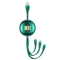 Kable USB - USAMS Kabel U69 3w1 1m zielony/green (lightning/microUSB/USB-C) SJ508USB03 (US-SJ508) - miniaturka - grafika 1