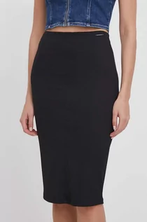 Spódnice - Calvin Klein spódnica kolor czarny midi ołówkowa - grafika 1