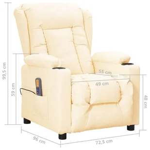 Lumarko Podnoszony fotel masujący, rozkładany, kremowy, sztuczna skóra! - Fotele - miniaturka - grafika 13