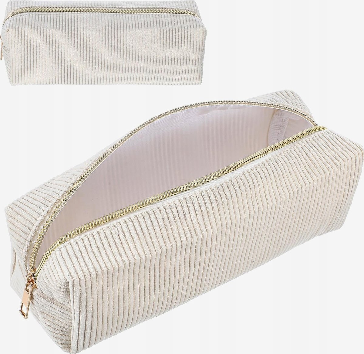 PIÓRNIK 20X7X7CM BEŻOWY SZTRUKSOWY ETUI ORGANIZER SZKOLNY BIUROWY