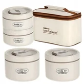 Torby termiczne - Zestaw izolowanych pojemników LunchBox 4 szt. + torba termiczna – biały - miniaturka - grafika 1