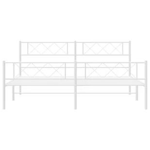 Metalowa rama łóżka z wezgłowiem i zanóżkiem, biała, 193x203 cm Lumarko! - Łóżka - miniaturka - grafika 5