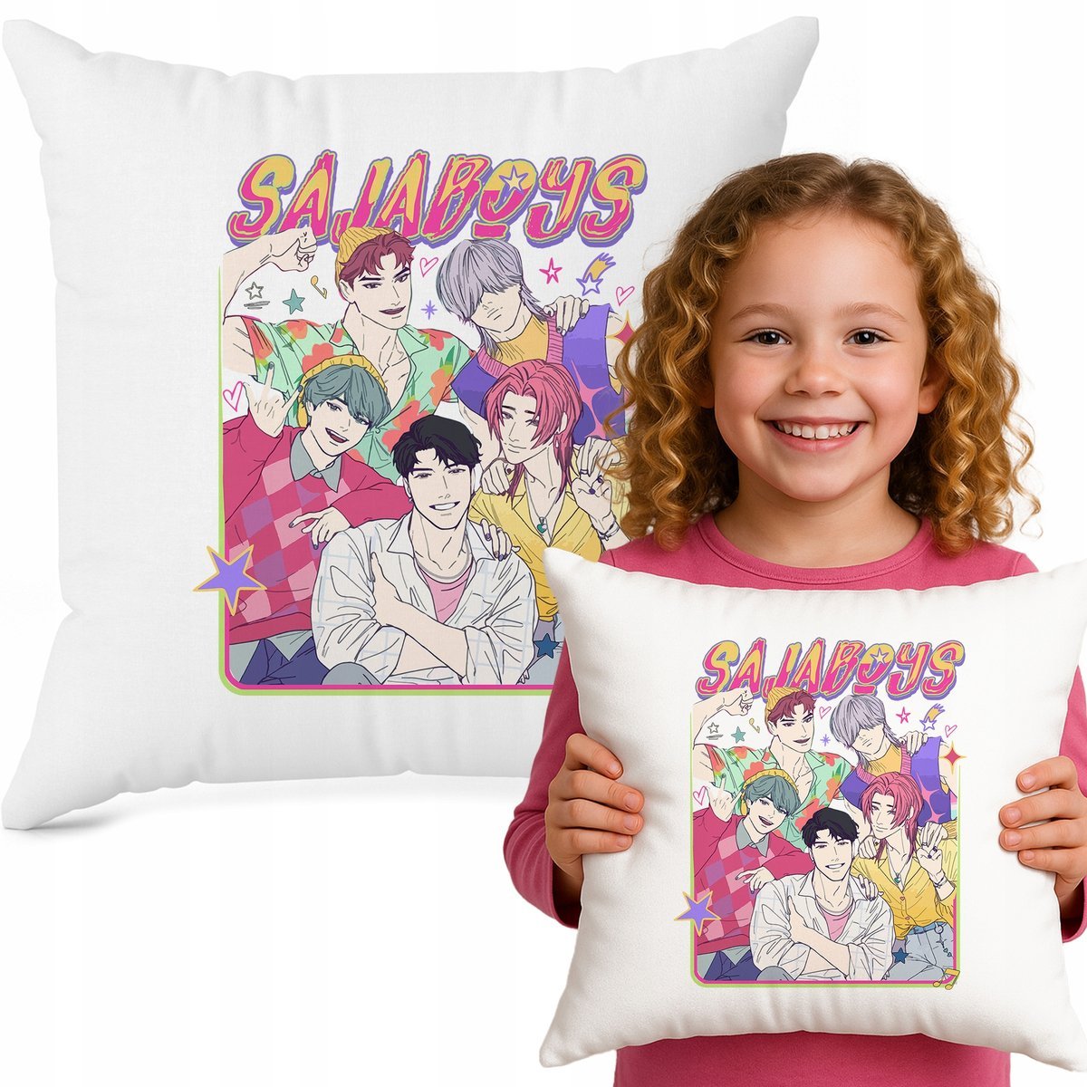 Poduszka Biała Ozdobna SAJA ARMY Bajka HIT Do Przedszkola K-pop Muzyka Wz
