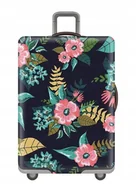 Akcesoria podróżnicze - POKROWIEC OCHRONNY NA WALIZKĘ KWIATY RÓŻOWE ETUI M - miniaturka - grafika 1