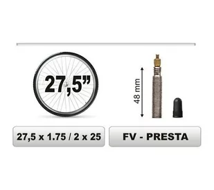 Dętka Rowerowa SUPER MOCNA 27,5 X 1,75 / 2X25 Fv - Dętki rowerowe - miniaturka - grafika 1