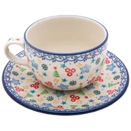 Filiżanki - FILIŻANKA do herbaty kawy 200 ml ze spodkiem - Ceramika Artystyczna Bolesławiec - miniaturka - grafika 1