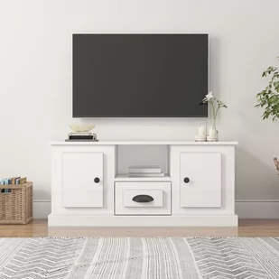 vidaXL Szafka pod TV, wysoki połysk, biała, 100x35,5x45 cm - Szafki RTV - miniaturka - grafika 1