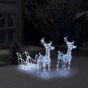 vidaXL Świąteczna dekoracja renifery z saniami, 240 diod LED, 130 cm - Oświetlenie świąteczne - miniaturka - grafika 1