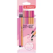Zestaw Stabilo Cienkopisy Point 88 i Flamastry Pen 68 Limitowana Edycja Shades Of Pink, Odcienie Różu, 8 sztuk