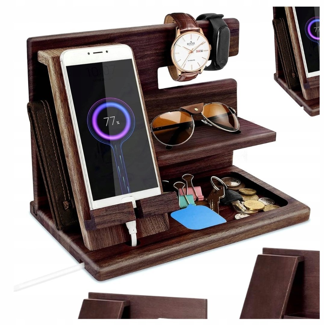 DREWNIANY STOJAK NA AKCESORIA ORGANIZER TACA WYSTAWOWA - PIĘKNY PREZENT