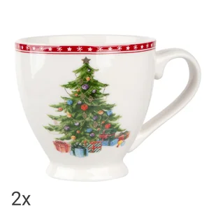 Porcelanowe Filiżanki Jumbo świąteczna choinka Altom, 2 sztuki, z choinką - Kubki - miniaturka - grafika 1