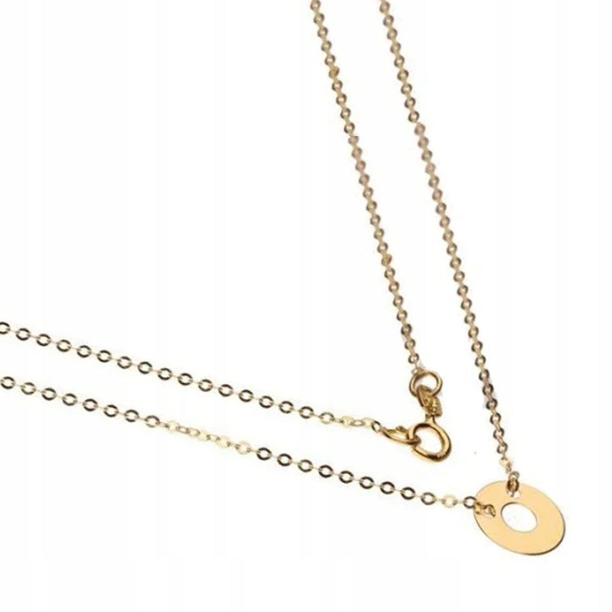 Elegancki Naszyjnik Złoto Próby 5851 45 cm celebrytka z zawieszką ring koło