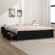 Łóżka - Lumarko Rama łóżka z szufladami, czarna, 120x190 cm, podwójna - miniaturka - grafika 1