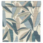 Tapety - Tapeta liście kremowo-niebieska winylowa na flizelinie - miniaturka - grafika 1