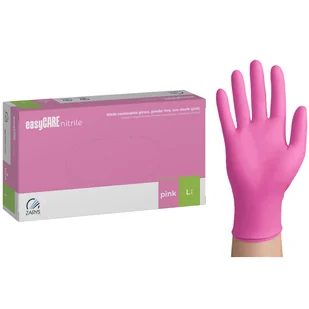 EasyCare Nitrile, rękawice nitrylowe, niejałowe, bezpudrowe, różowe, rozmiar L, 100 sztuk - Rękawiczki jednorazowe - miniaturka - grafika 1