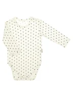 Body dla niemowląt - Dziewczęce body na długi rękaw w czarne kropki kremowe Nicol,r.92 - miniaturka - grafika 1