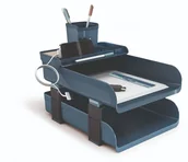 Przyborniki na biurko - Arda, zestaw biurkowowy, Vintage, niebieski - miniaturka - grafika 1