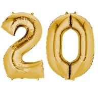 Balony i akcesoria - Balon foliowy, liczba 20, złoty, 2 sztuki - miniaturka - grafika 1