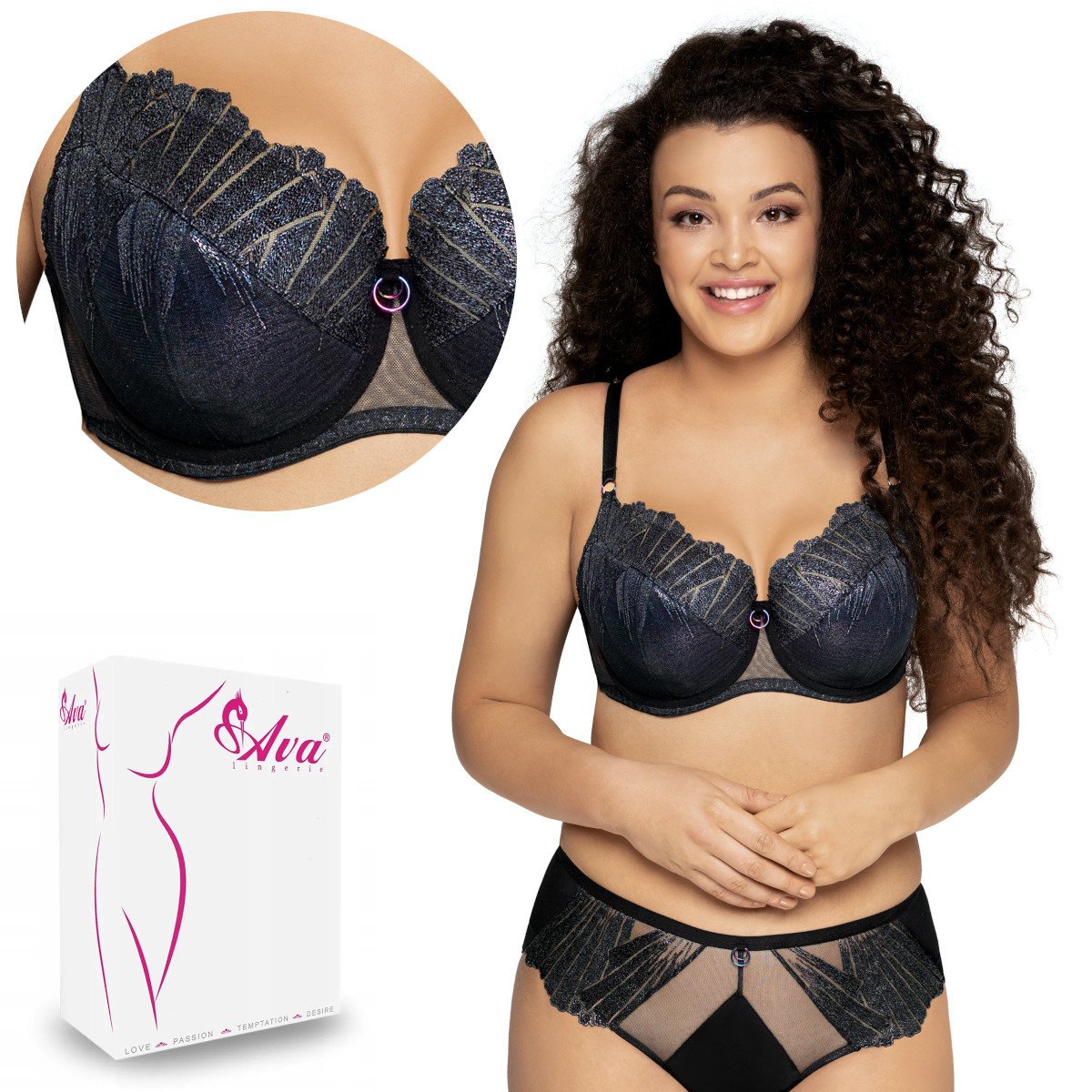 Biustonosz Semi Soft AV 1950 półusztywniany czarny 75H