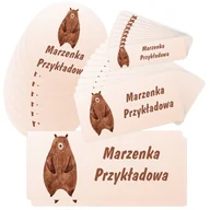 Szkolne artykuły papiernicze - Etykiety naklejki, zestaw naklejek, imienne, imię nazwisko, dla dziecka dziewczynki, do szkoły przedszkola, na zeszyt, przybory, wodoodporne,  MISIE.. - miniaturka - grafika 1