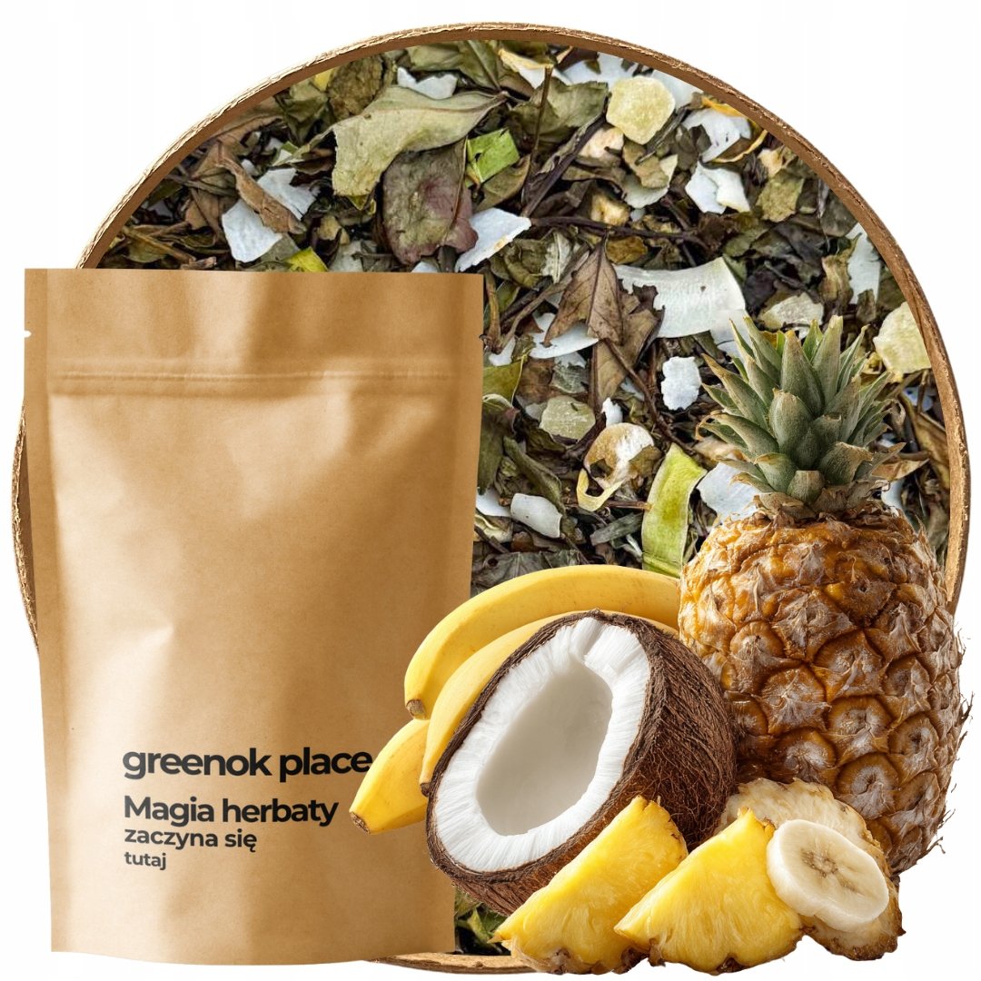 Herbata Biała Smak Tropików 1000g Ananas Banan Kokos Limonka Orzeźwienie