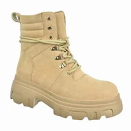 Botki damskie - Traperki damskie workery EVENTO beżowe - miniaturka - grafika 1