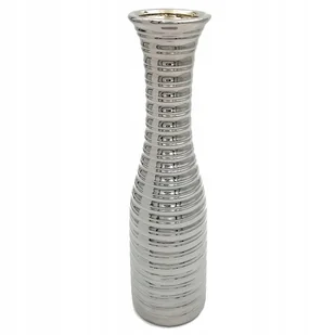 Wazon Ceramiczny Nowoczesny Flakon Na Kwiaty Srebrny 35 Cm Wysoki Glamour - Wazony i flakony - miniaturka - grafika 1