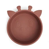 Miseczki i talerzyki dla dzieci - Nuuroo silikonowa miseczka głęboka GIRAF Mahogany - miniaturka - grafika 1