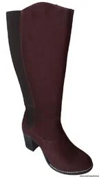 BnW Czerwone kozaki ze skóry słupek 7,5 cm - Kozaki damskie - miniaturka - grafika 1