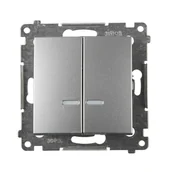 Wyłączniki światła i elektryczne - Simon Włącznik podwójny z podświetleniem 54 srebrny - miniaturka - grafika 1