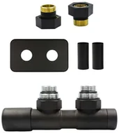 Zawory i kraniki - Zawór regulacyjny 50mm TWINS czarny strukturalny lewy GZ1/2 All in One rozeta zespolona prostokątna - miniaturka - grafika 1