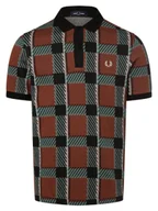 Koszulki męskie - Fred Perry Męska koszulka polo Mężczyźni Bawełna brązowy|czarny|wielokolorowy wzorzysty, M - miniaturka - grafika 1