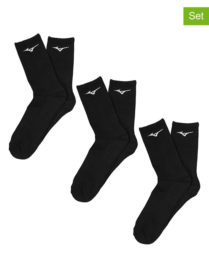 Mizuno Skarpety sportowe (3 pary) w kolorze czarnym