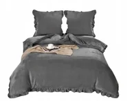 Pościel - Pościel Welurowa Z Falbaną 160x200 Polar SHF-2577 - miniaturka - grafika 1