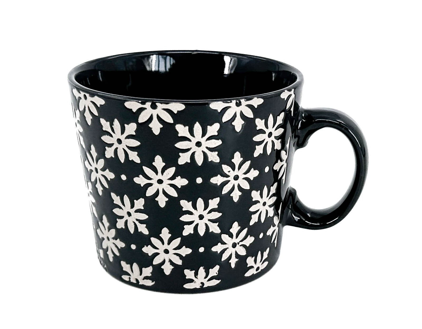 Kubek Art 750 ml, ciemnoszary/beżowy kwiat