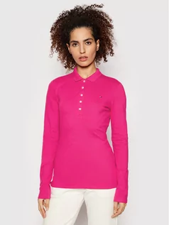 Koszulki sportowe damskie - Tommy Hilfiger Polo WW0WW28536 Różowy Slim Fit - grafika 1