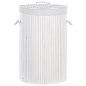 Kosze wiklinowe - Kosz bambusowy z pokrywą biały SANNAR - miniaturka - grafika 1