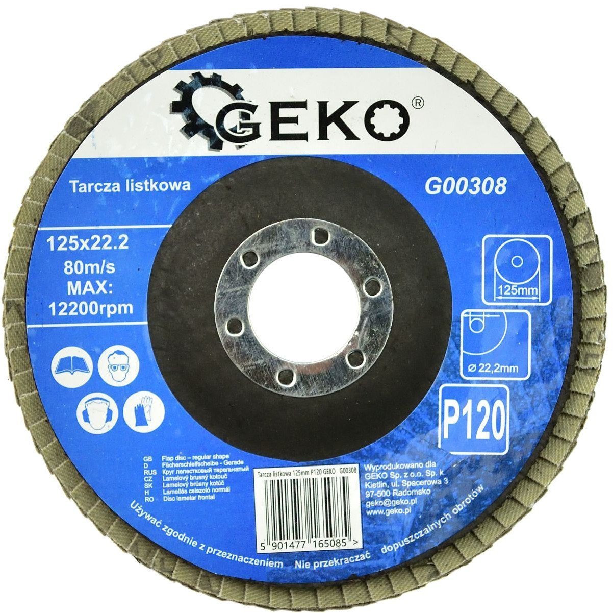 Geko Tarcza listkowa 125mm P120 10/200
