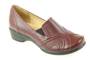 Skórzane półbuty Monax CBH bordo - Półbuty damskie - miniaturka - grafika 1