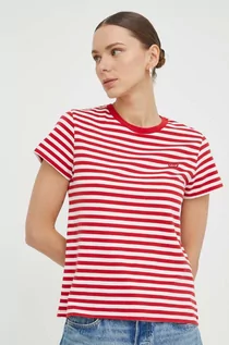 Koszulki sportowe damskie - Levi's t-shirt bawełniany damski kolor czerwony - grafika 1