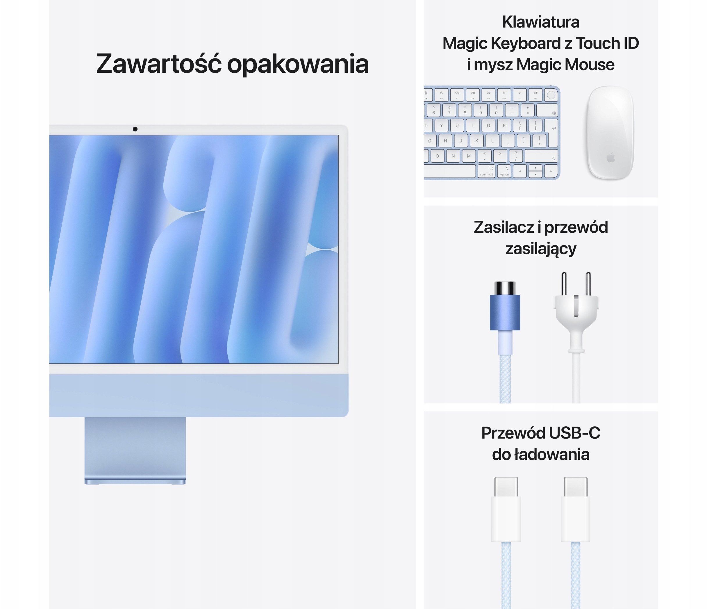 Apple iMac 24'' 4.5K display M4 chip 10-core CPU and 10-core GPU, 16GB, 256GB SSD - Blue mwv13cz/a
