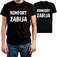 Koszulki męskie - T-SHIRT MĘSKI NA SIŁOWNIE TRENING FIT ŚMIESZNA KOSZULKA CZARNA R-M A403 - miniaturka - grafika 1