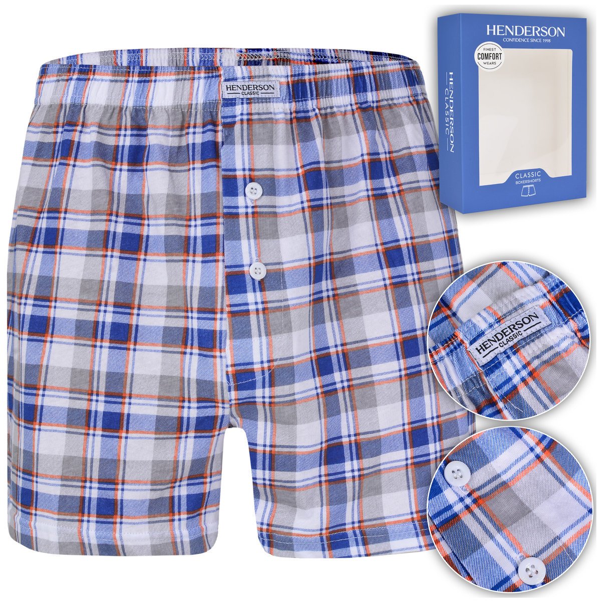 HENDERSON Bokserki Męskie Luźne Kratkę K319 Rozmiar XL