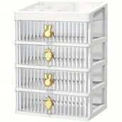 Pudełka i szkatułki - Duża Szkatułka Organizer Szafka Na Kosmetyki 4 Szuflady Biała F36 - miniaturka - grafika 1