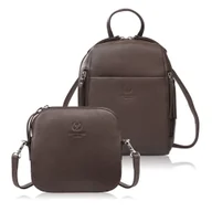 Torebki damskie - Plecak damski skórzany AY-26 i mała torebka na ramię AY-24 zestaw upominkowy brązowy Paolo Peruzzi ZUP-158-BR - miniaturka - grafika 1