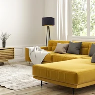 Lampy stojące - Czarna lampa stojąca drewniany trójnóg do salonu BOMBAJ GOLD - miniaturka - grafika 1