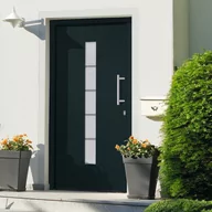 Drzwi zewnętrzne - shumee Drzwi zewnętrzne aluminium i PVC antracytowe 110x210 cm - miniaturka - grafika 1