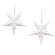 Ozdoby bożonarodzeniowe - Zestaw 2 wiszących gwiazd brokatowych LED 45 cm biały MOTTI - miniaturka - grafika 1