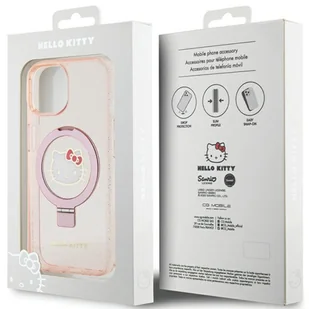 Oryginalne Etui IPHONE 13 / 14 / 15 Hello Kitty Hardcase Ring Stand Glitter Electrop Logo MagSafe (HKHMP15SHRSGEP) różowe - Etui i futerały do telefonów - miniaturka - grafika 19